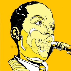 Music Art | Print | Charlie Parker | A4 Handmade Giclee Print | Jazz Music | Saxophone Gift idea | iconic
