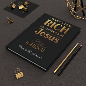 Inspirational Hardcover Personalized Daily Devotional Journal - Rich in Jesus (Black)