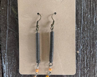 Repurposed Hardware Earrings - Rustic/Orange