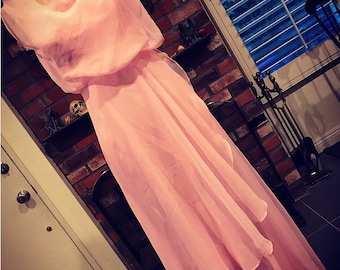 Vintage Pulver rosa Brautjungfer oder Ball kleid Größe X-Small