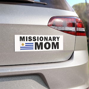 Missionary MOM Flag of Uruguay Magnetic Bumper Sticker - Weatherproof Waterproof LDS Mission Vinyl Decal Gift