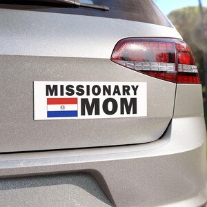 Missionary MOM Flag of Paraguay Magnetic Bumper Sticker - Weatherproof Waterproof LDS Mission Vinyl Decal Gift