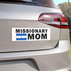 Missionary MOM Flag of Nicaragua Magnetic Bumper Sticker - Weatherproof Waterproof LDS Mission Vinyl Decal Gift