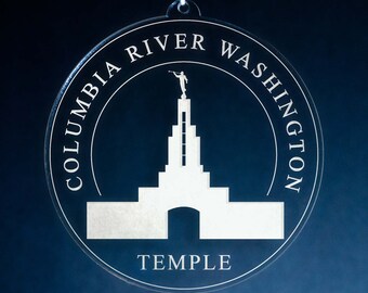 Columbia River Washington Temple Christmas Ornament | LDS Wedding Marriage Gift