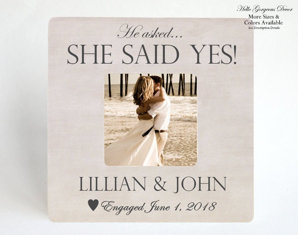 Engagement Gift For Couple Picture Frame Personalized She Said Yes Engagement Gift For Couple Picture Frame Personalized She Said Yes Custom Photo Engaged Keepsake