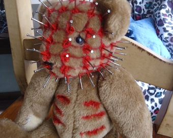 OOAK Hellraiser Teddy Bear, Pinhead, CenoBear! One Of A Kind Horror Teddy Bear with COA!