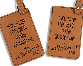Mr and Mrs Luggage Tags - Wedding Gift - Travel Quote Luggage Tags - Personalized - Honeymoon - His and Hers Luggage Tags - Bag Tags