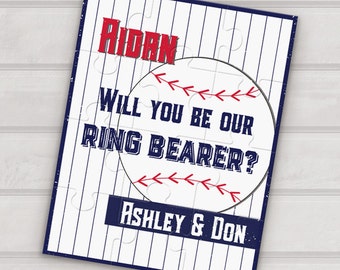 Will you be our ring bearer puzzle - be my ring bearer proposal custom puzzle - ring bearer gift - sport baseball - junior groomsman puzzle