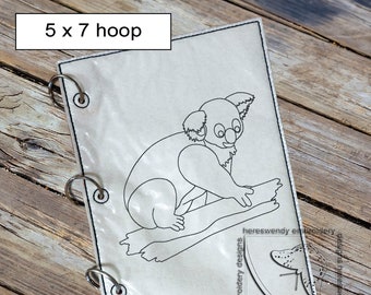 Cute Koala colouring page ITH machine embroidery design in 2 sizes and 9 formats