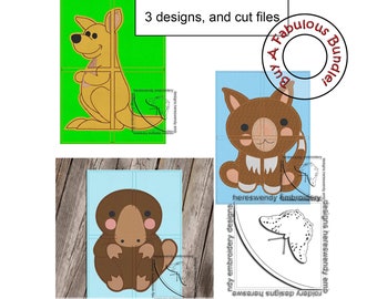 Australian Animals Puzzle ITH Machine Embroidery Design (Digital Download)