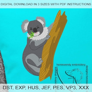 koala ITH machine embroidery design, cute cuddly Australian animal (Digital Download)