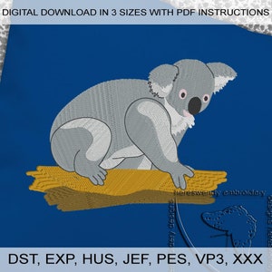 Koala cute furry Australian animal ITH machine embroidery design (digital download)