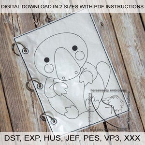 Funny Platypus Coloring Page: ITH Machine Embroidery Design Kids Reusable Activity (Digital Download)