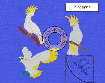 Cockatoo ITH Machine Embroidery Design Bundle: Australian parrot (Digital Download)