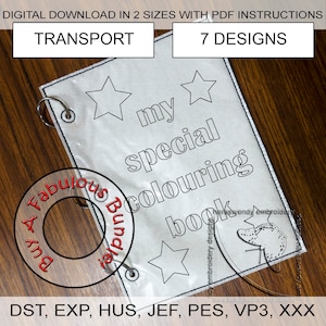 Transport Coloring Book ITH Machine Embroidery Designs Kids Reusable Activity (Digital Download)