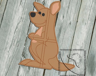 Happy kangaroo shape simple puzzle ITH machine embroidery design in 9 formats, Cut files in 4 formats included