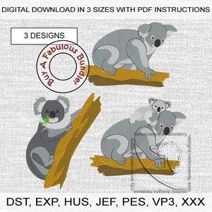 Koala ITH machine embroidery design bundle, Australian animal (Digital Download)