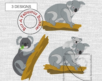 Koala ITH machine embroidery design bundle, Australian animal (Digital Download)
