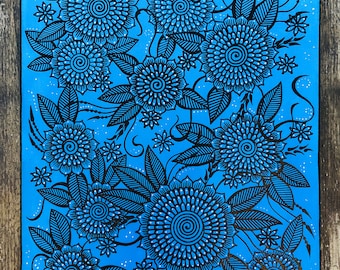 Blue flower mandala