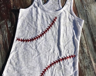 Ladies Baseball/Softball Burnout Racerback Tank -- Cotton -- Custom -- Glitter -- All Sizes