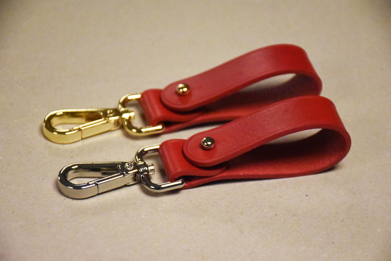 Keychain Leather keychain Red leather keychain Etsy