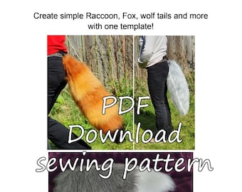 Raccoon, Fox, Wolf Tail sewing pattern - All in one - pdf download with instructions
