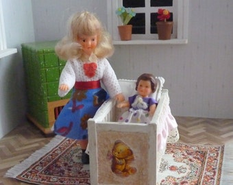 ARI-dolls/mother and child/doll bed with Pillow