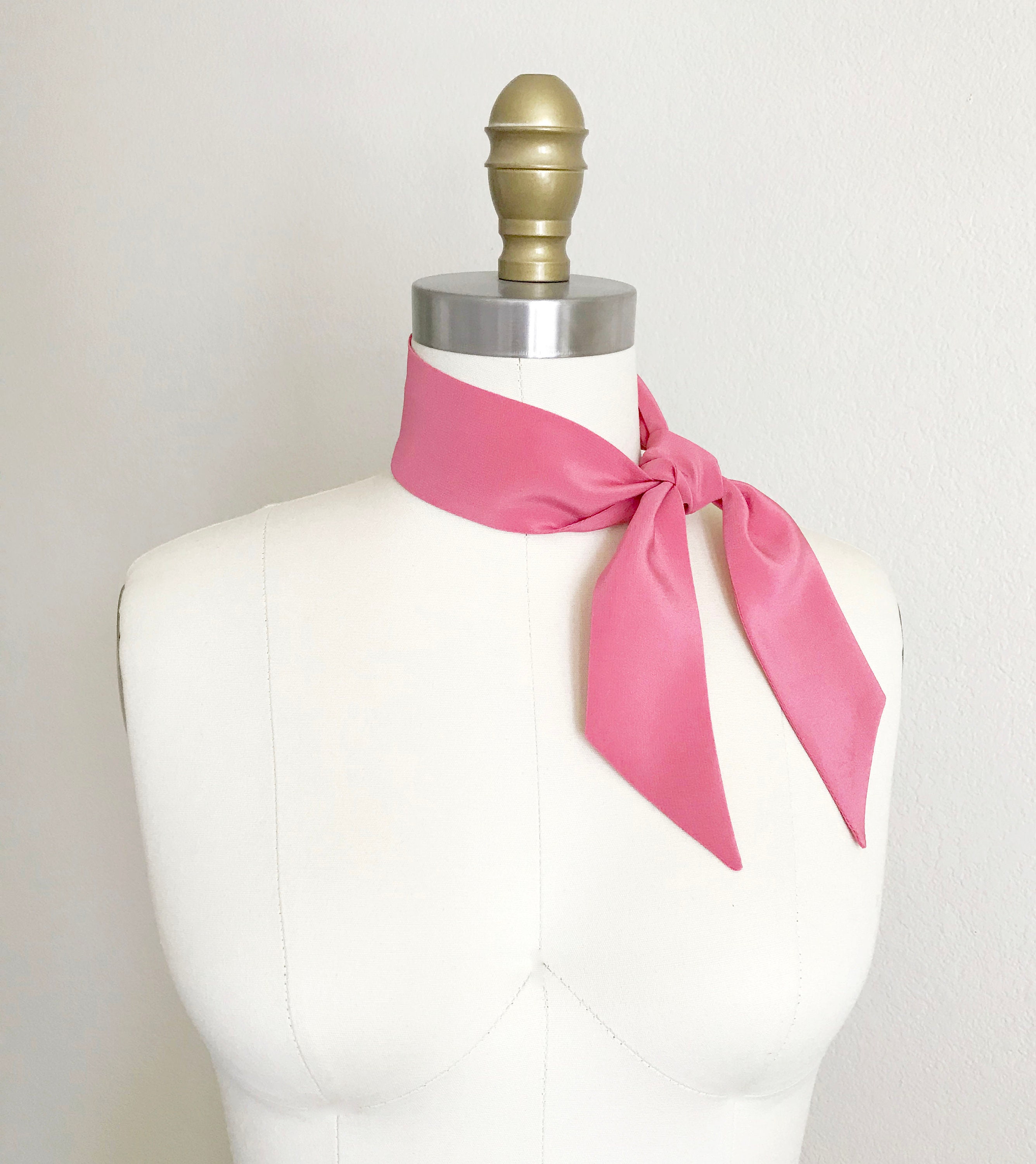 Rose Pink Silk Neck Scarf is 33 x 2
