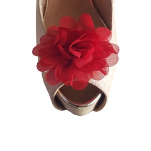 Beautiful Deeree Floaty Flower Red Shoe Clips