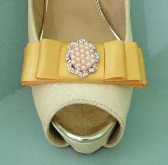 2 Handmade Black /& Taupe Triple Bow Clips for Shoes