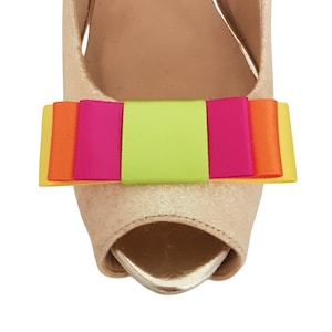 Handmade Multicoloured Triple Bow Shoe Clips - other colours on request