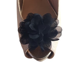 Beautiful Deeree Floaty Flower Black Shoe Clips