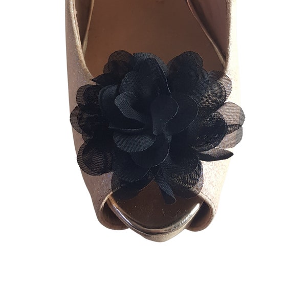 Beautiful Deeree Floaty Flower Black Shoe Clips