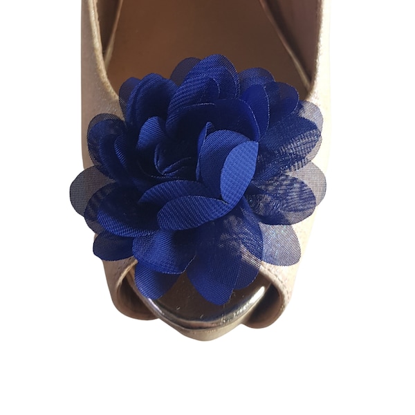 Beautiful Deeree Floaty Flower Navy Blue Shoe Clips