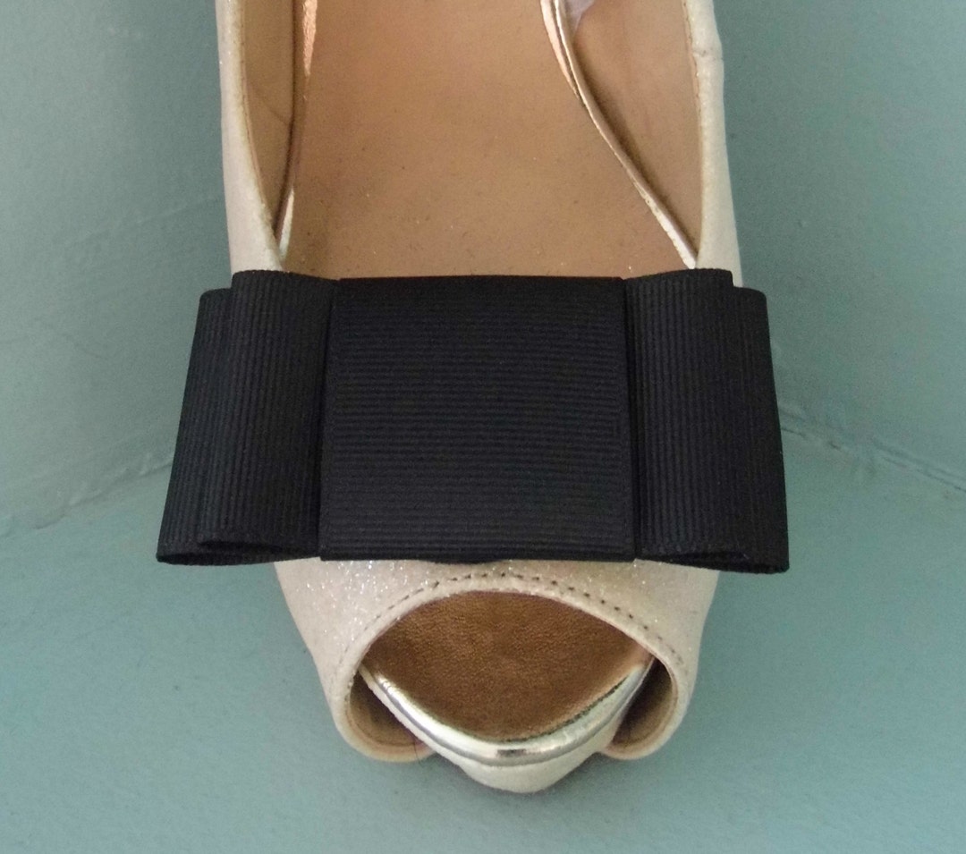 Handmade Large Black Bow Shoe Clips Other Colours on Request Etsy UK