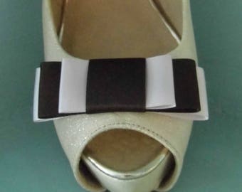 Handmade Dark Brown & Ice Pink Triple Bow Shoe Clips - other colours on request