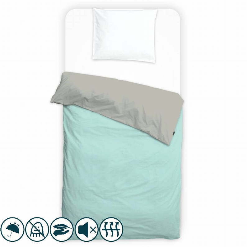 Single Blue And Grey Cotton Waterproof Duvet Cover For Adults Etsy