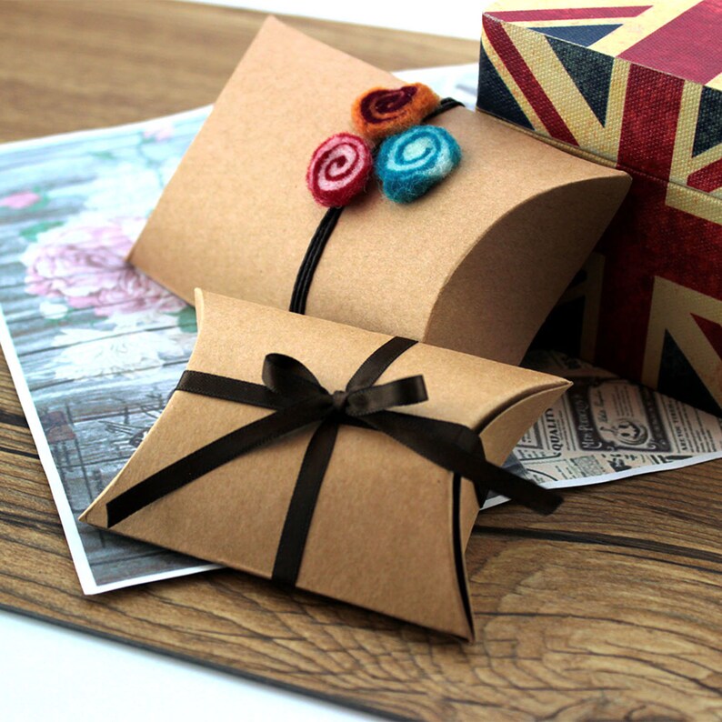 10 Brown Kraft Pillow Boxes 9x6.5x2.5 cm Etsy