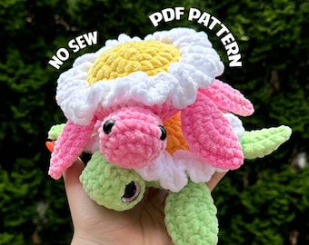 Daisy Turtle Crochet Pattern, No Sew Crochet Pattern, DIGITAL DOWNLOAD