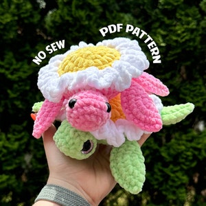 Daisy Turtle Crochet Pattern, No Sew Crochet Pattern, DIGITAL DOWNLOAD
