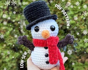 Snowman Crochet Pattern, Low Sew Crochet Pattern, DIGITAL DOWNLOAD