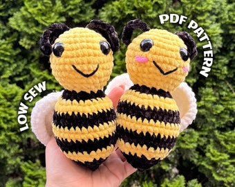 Bee Crochet Pattern, Low Sew Crochet Pattern, DIGITAL DOWNLOAD