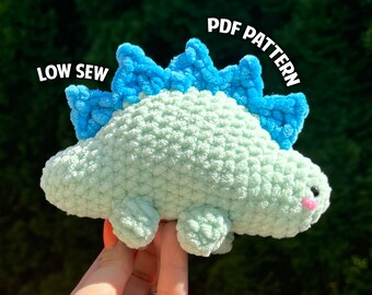 Stegosaurus Crochet Pattern, Low Sew Crochet Pattern, DIGITAL DOWNLOAD