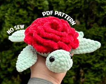 Rose Turtle Crochet Pattern, No Sew Crochet Pattern, DIGITAL DOWNLOAD