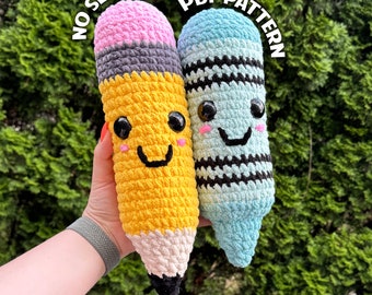 Pencil and Crayon Crochet Patterns, No Sew Crochet Pattern, DIGITAL DOWNLOAD
