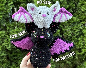 Bat & Baby Bat Crochet Pattern, No Sew Crochet Pattern, DIGITAL DOWNLOAD