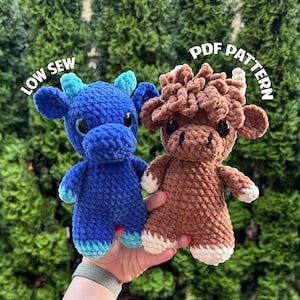 Highland Cow and Cow Crochet Pattern, Low Sew Crochet Pattern, DIGITAL DOWNLOAD