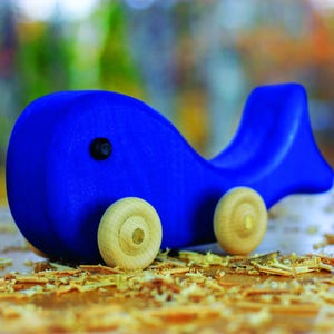 Wooden push whale toy for pretend play