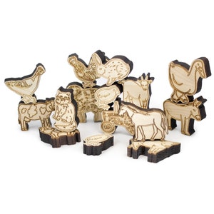 Stacking Wooden Farm Animals Balancing Game