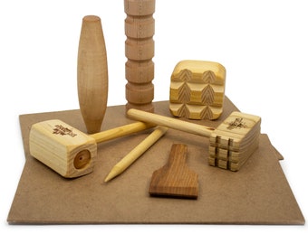 Children’s Wooden Tools Set for Dough & Clay Play -Made in Canada / Early Education Toys Kindergarten Pre-K Gift Open Ended Sensory Play Toy